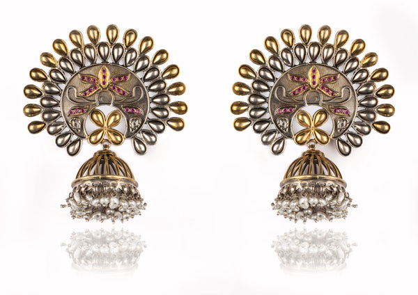 925 Sterling Silver Two Tone Signature Festive Jhumki