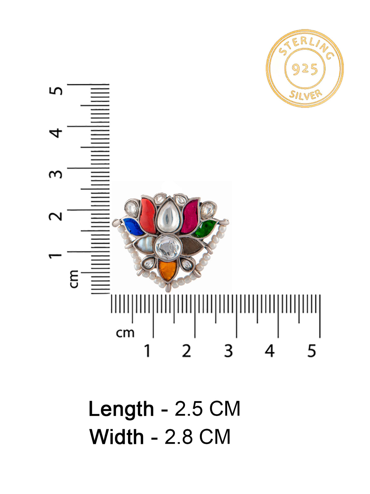 925 Sterling Silver Navratan Kundan Stud Earrings view 4