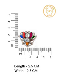 925 Sterling Silver Navratan Kundan Stud Earrings view 4