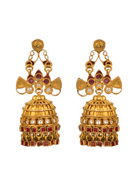 925 Sterling Silver Gold Plated Jhumki with Kundan and Ruby view 4