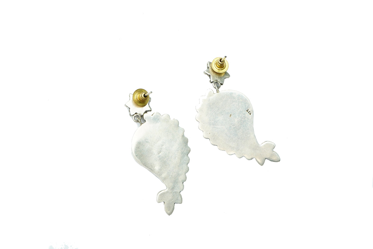 Silver Earrings with Black Onyx and Pearls view 2