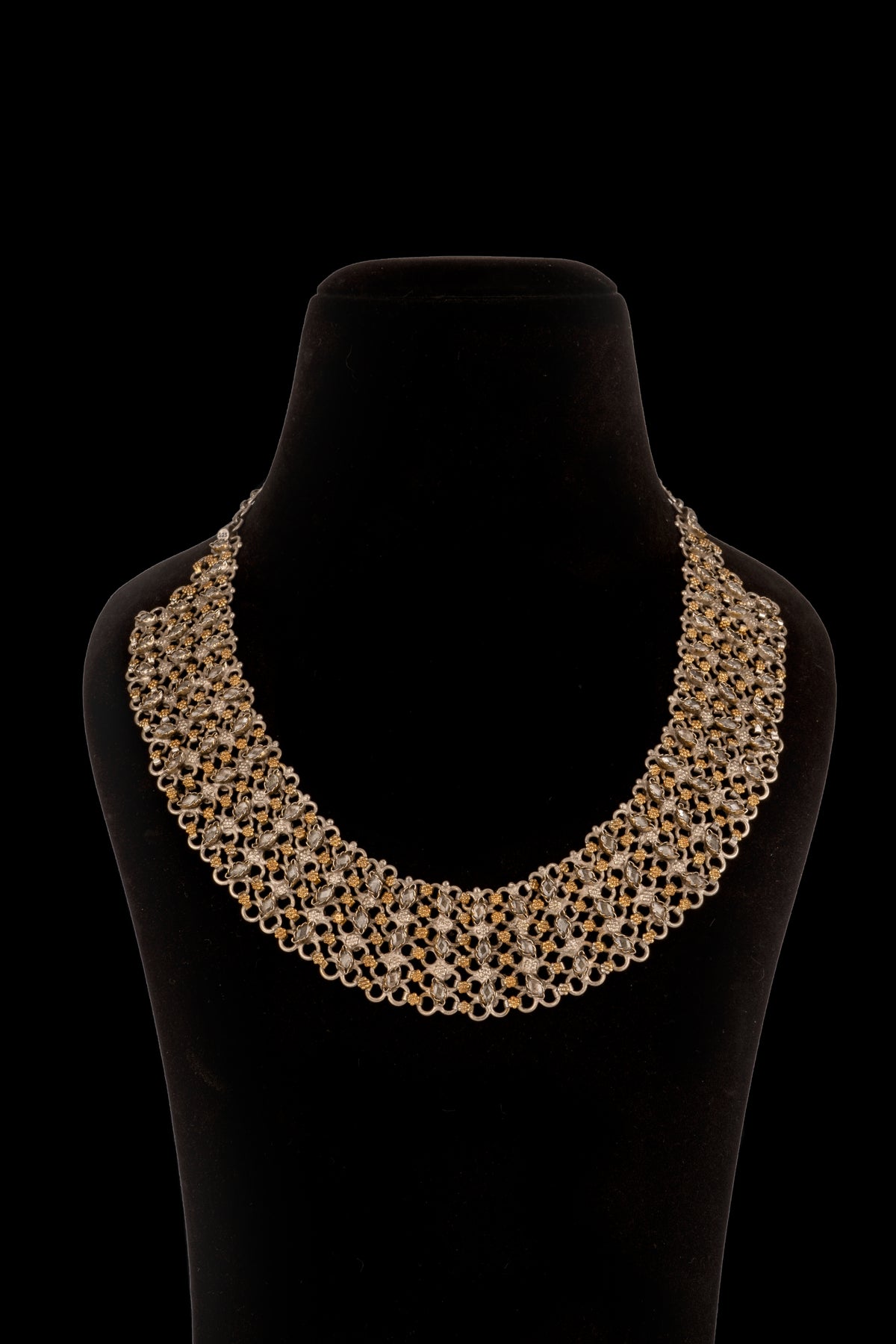 925 Sterling Silver Two Tone Statement Necklace view 1
