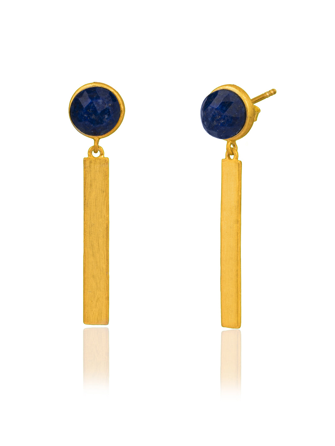 Black Onyx Gold Plated Lightweight Earrings view 1