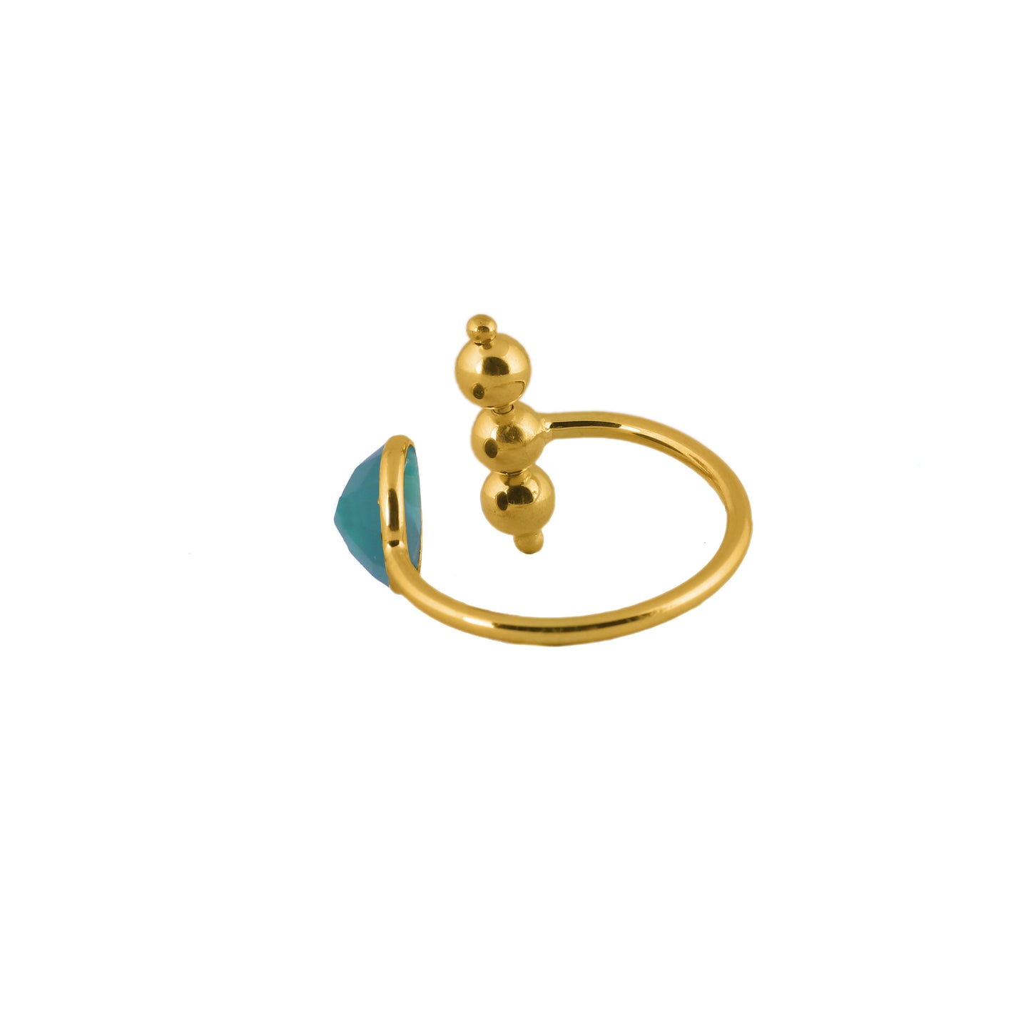925 Silver Gold Plated Green Onyx Ring - Neeta Boochra Jewellery