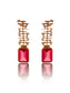 925 Sterling Silver 22K Gold Plated Pink Gemstone Danglers Earring With White Kundan