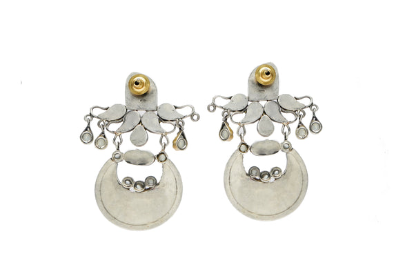 Silver Gold Plated Chandbali with Kundan alternate