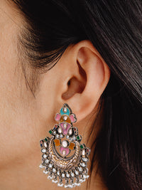 925 Sterling Silver Two Tone Meenakari Chaandbali view 2