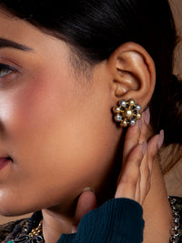 Silver Two Tone Ball Earrings view 4