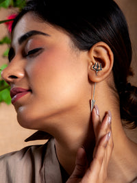 Silver Trishul Earrings view 2