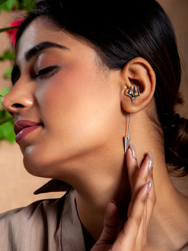Silver Trishul Earrings alternate