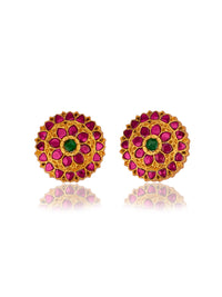 Multicolored Kundan Round Studs view 1