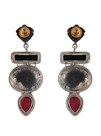 925 Sterling Silver Statement Earrings with Black Onyx and Ruby view 3