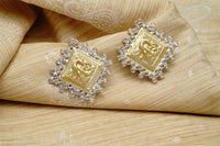 925 Silver Two Tone Peacock Earrings with Crystal Checkers view 2