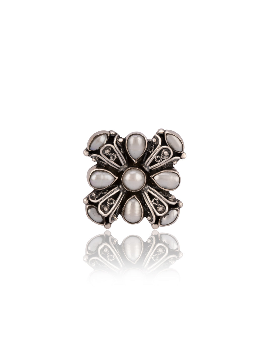 Textured Pearl Adjustable Ring view 1