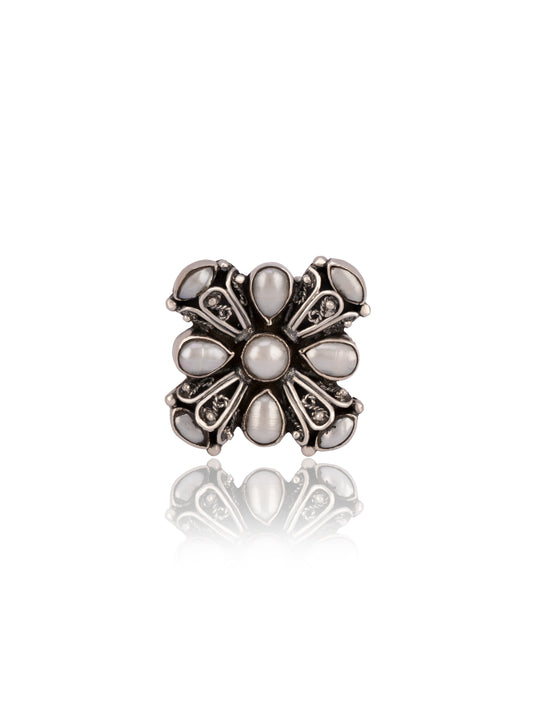 Textured Pearl Adjustable Ring