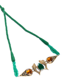 925 Sterling Silver Fusion Two Tone Fish Choker with Green Onyx view 3