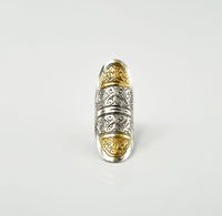 Two-Toned Long Floral Carving Ring view 3