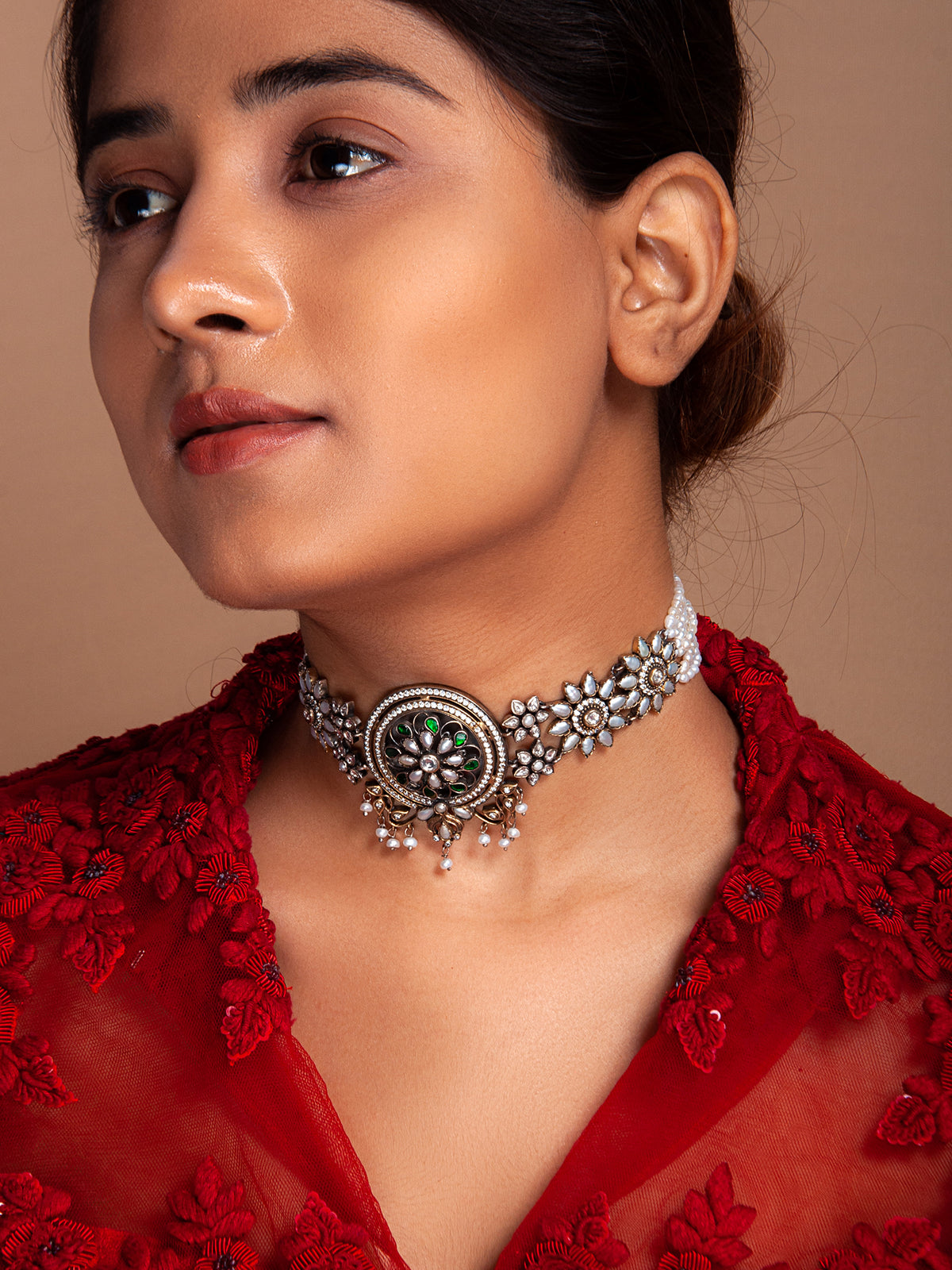 Svarnam Kundan Choker Necklace view 2