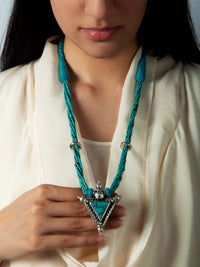 925 Sterling Silver Necklace with Turquoise Beads view 1