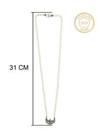Silver Chaand Kundan Necklace with Pearl view 6