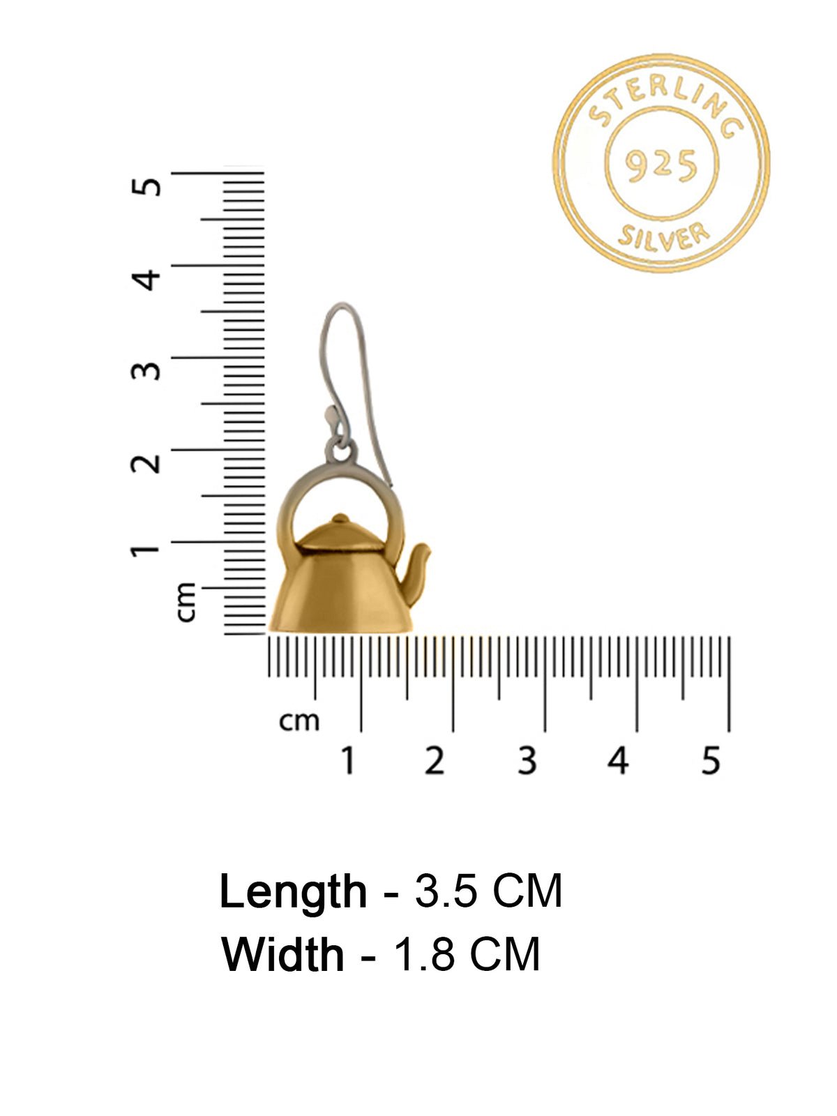 925 Sterling Silver 22K Gold Plated Kettle Dangler Earrings view 4
