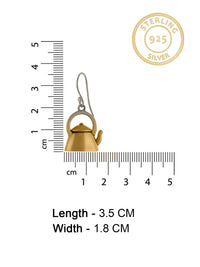 925 Sterling Silver 22K Gold Plated Kettle Dangler Earrings view 4
