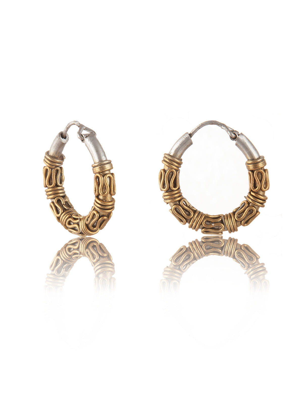 925 Sterling Silver Two Tone 22K Gold Plated Hook Earrings view 4