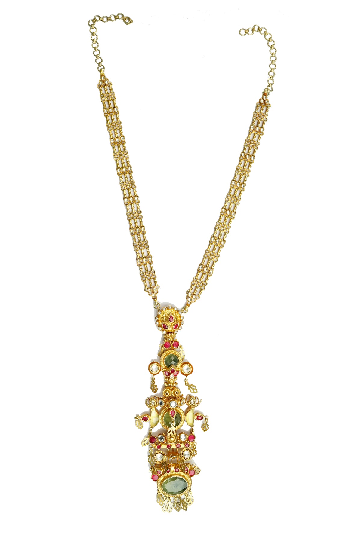 925 Silver Gold Plated Multicolor Kundan Necklace view 3