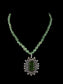 925 Sterling Silver Two Tone 22K Gold Plated Green Strawberry Beaded Necklace With Green Gemstone and White Crystal