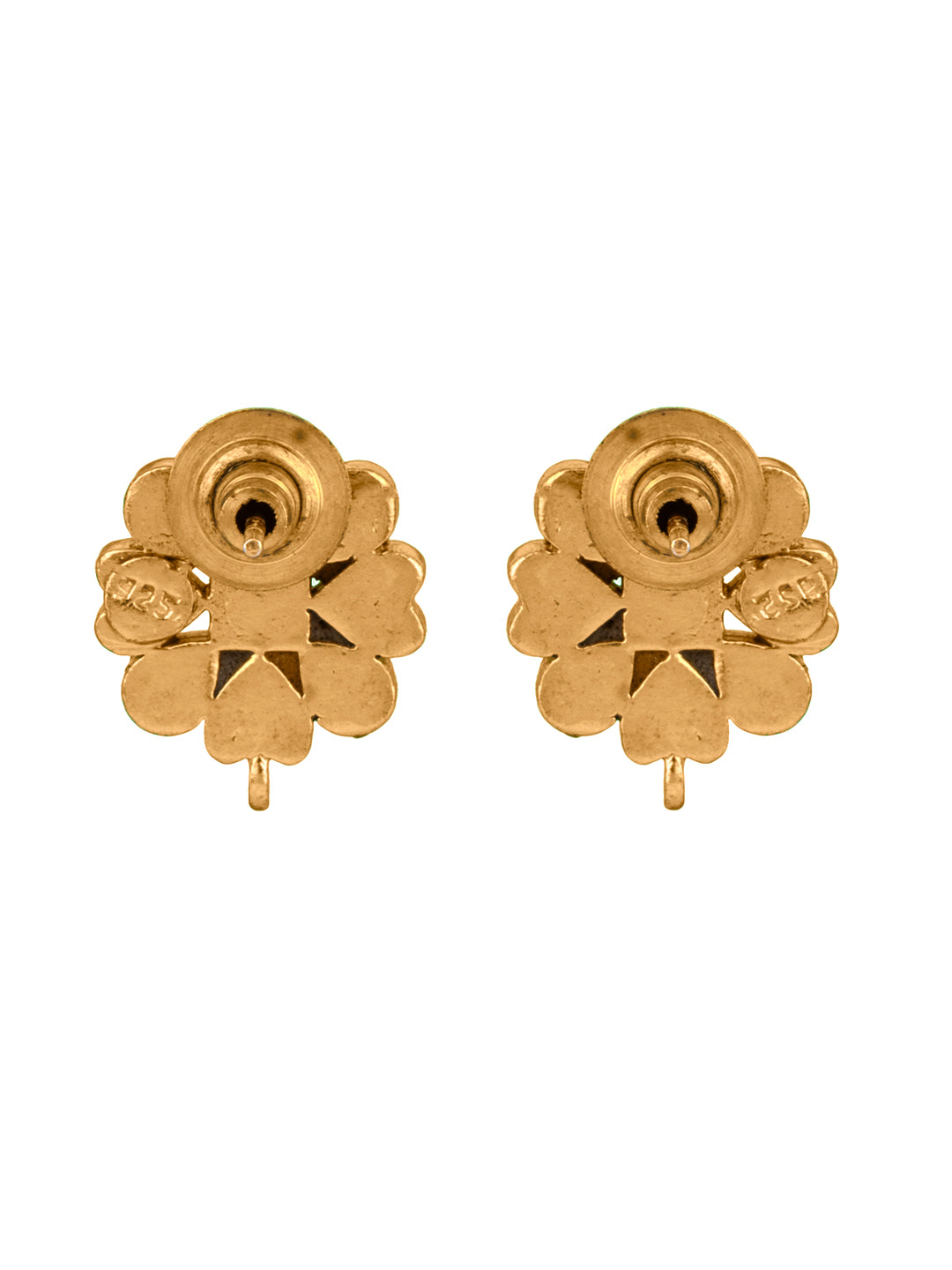 925 Sterling Silver Gold Plated Floral Studs with Kundan