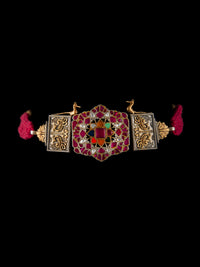 925 Sterling Silver Two Tone 22K Gold Plated Statement Necklace With Multicolor Kundan view 5