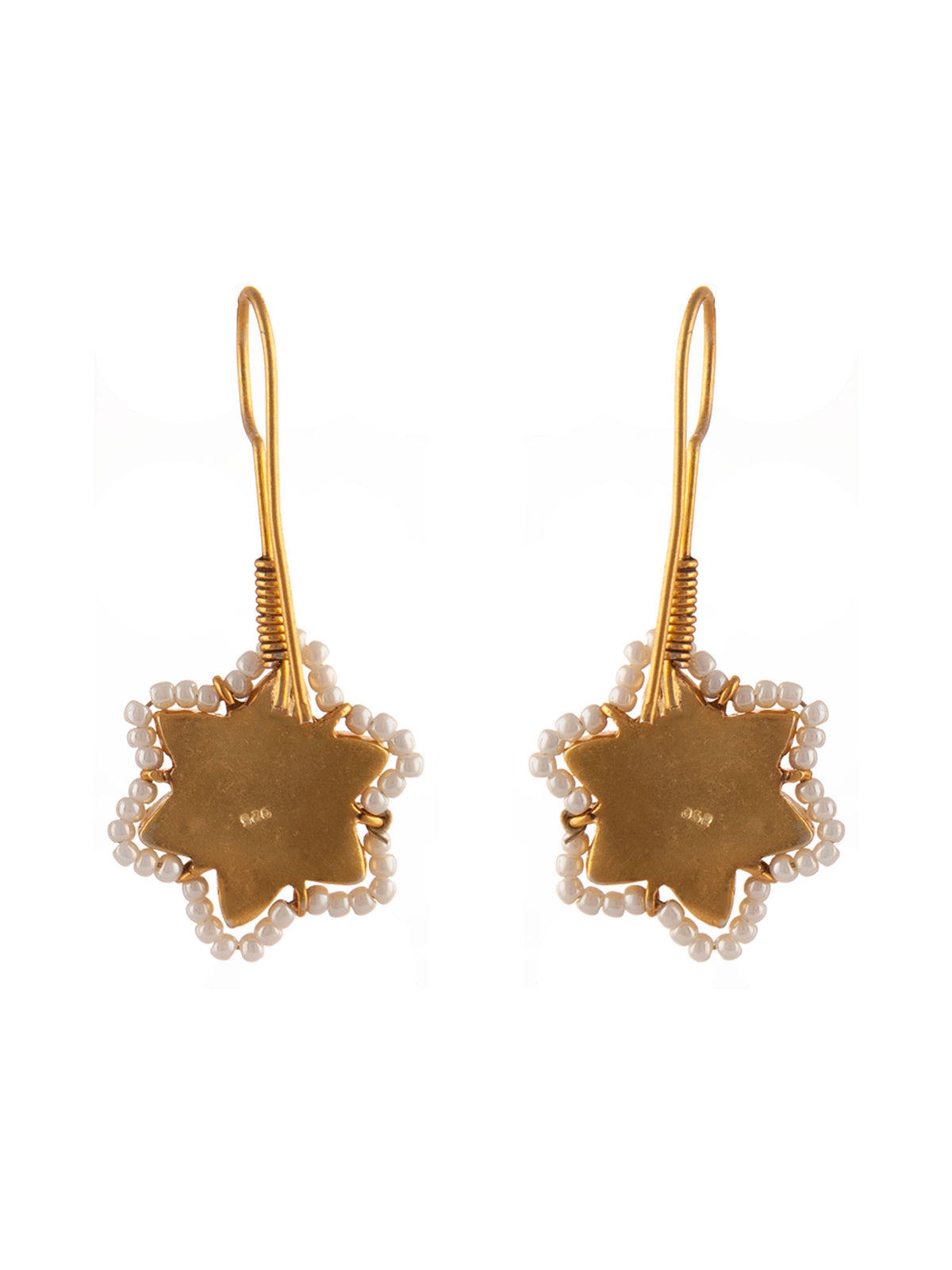 925 Sterling Silver 22K Gold Plated Green Onyx Earring With Pearl and White Kundan view 5