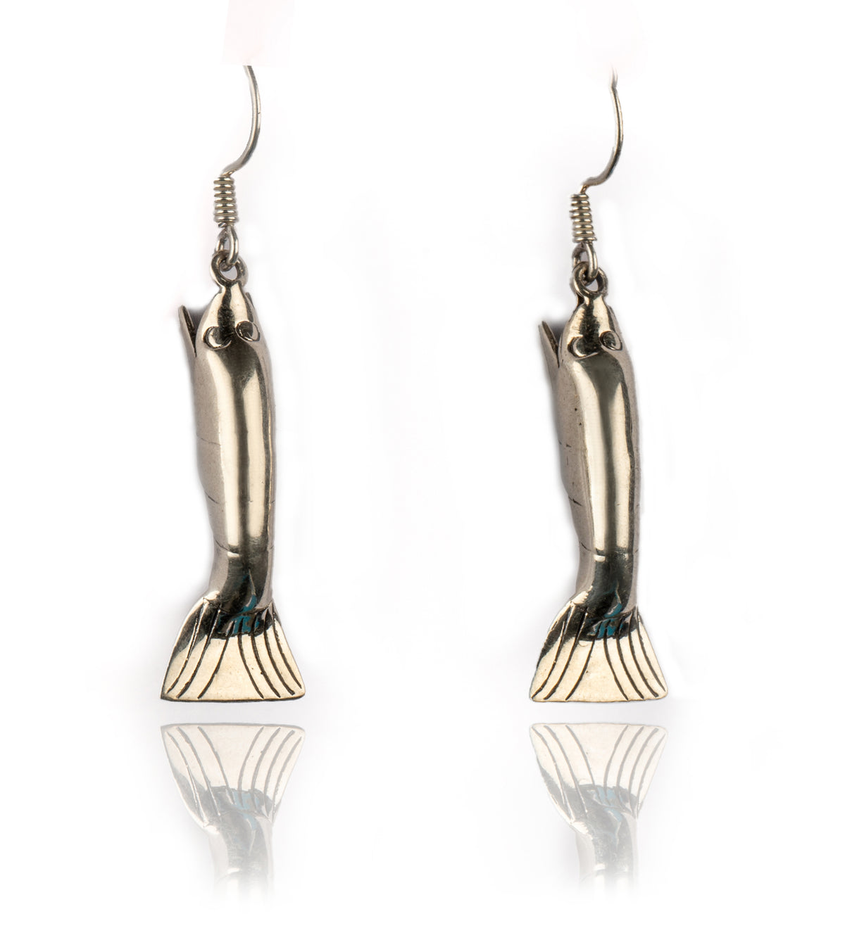 925 Sterling Silver Fish Earrings view 1