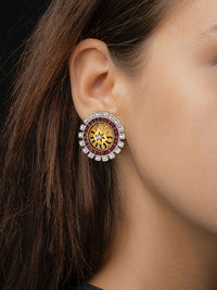 Red Kundan Studs view 3