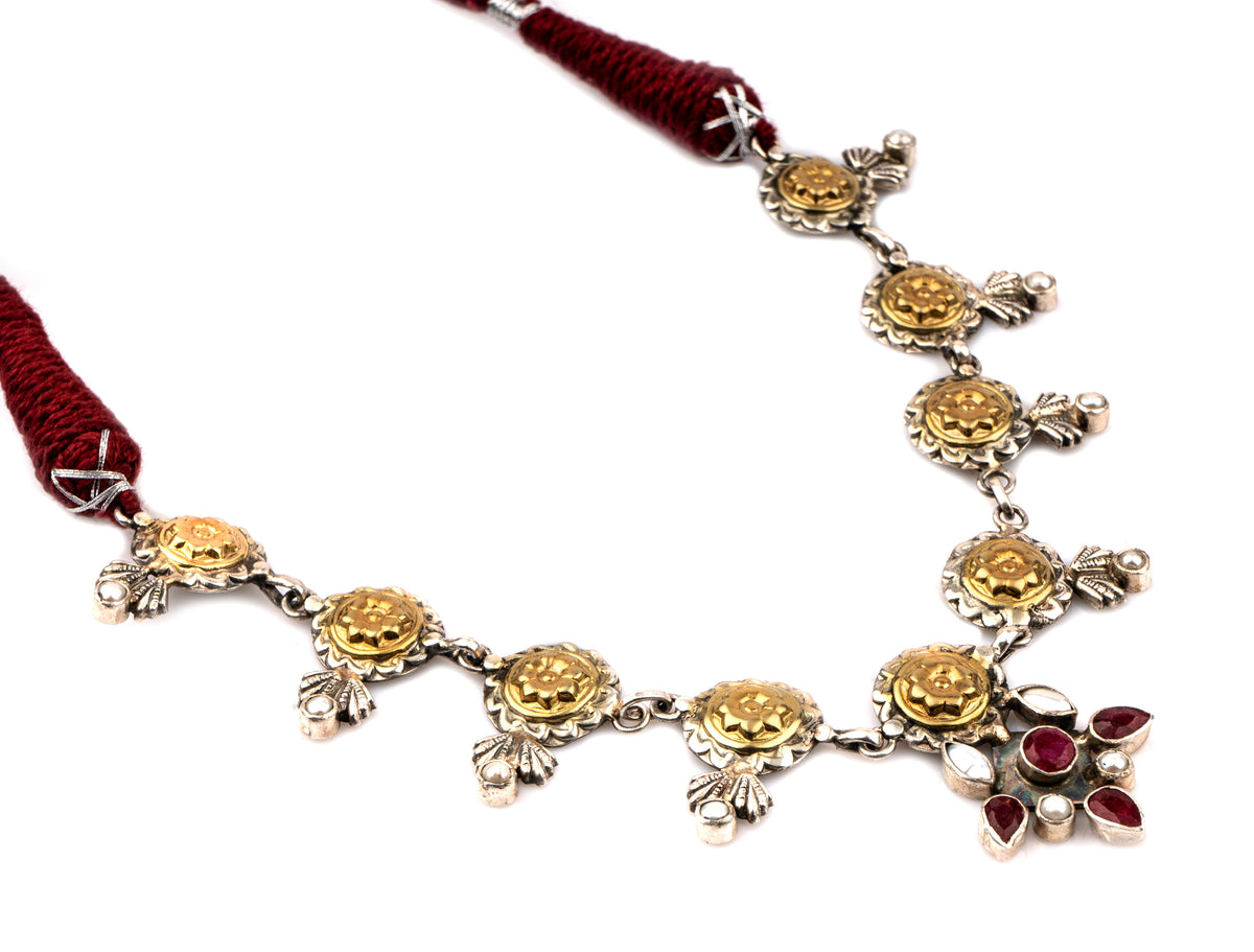 925 Sterling Silver Two Tone Necklace with Ruby view 2