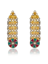 925 Sterling Silver Gold Plated Earrings with Kundan Motif view 1