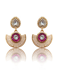 925 Sterling Silver Gold Plated Multicolored Kundan Earring view 3