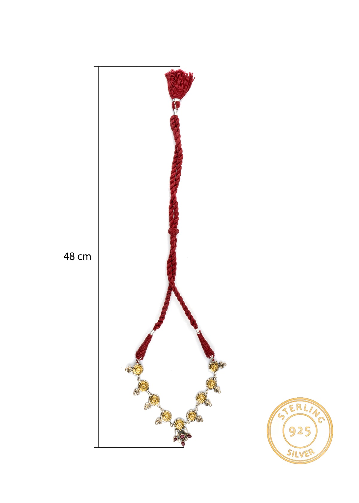 925 Sterling Silver Two Tone Necklace with Ruby view 4