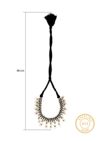 925 Sterling Silver Necklace with Kundan and Pearl view 4