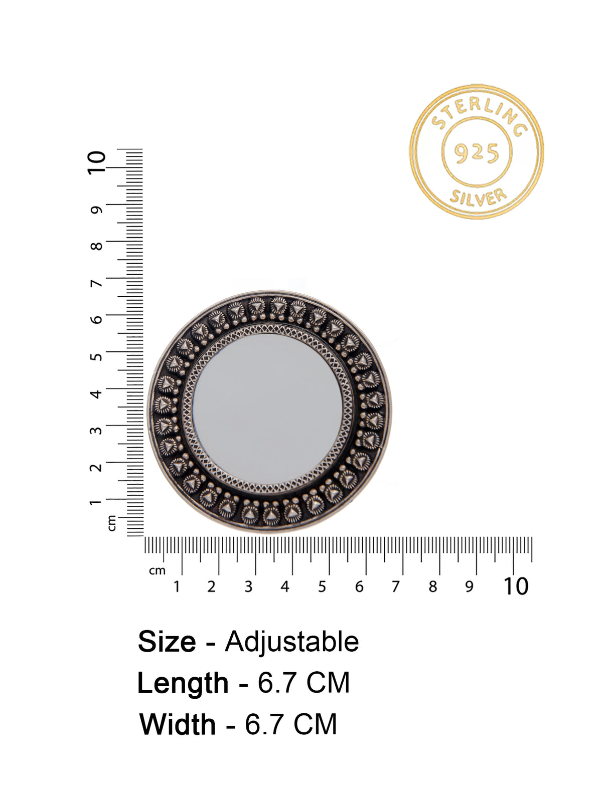 925 Sterling Silver Big Mirror Ring view 5