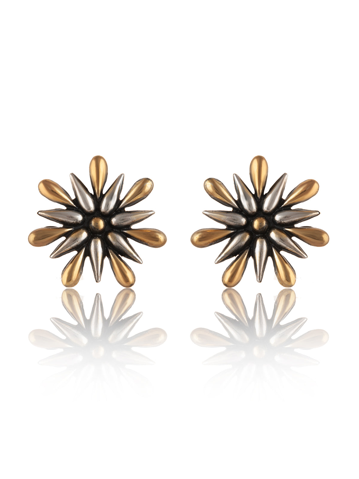 925 Sterling Silver Two Tone Star Earrings view 1