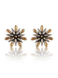 925 Sterling Silver Two Tone Star Earrings view 1