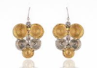 925 Sterling Silver Two Tone Rawa Danglers with Rawa Work view 1
