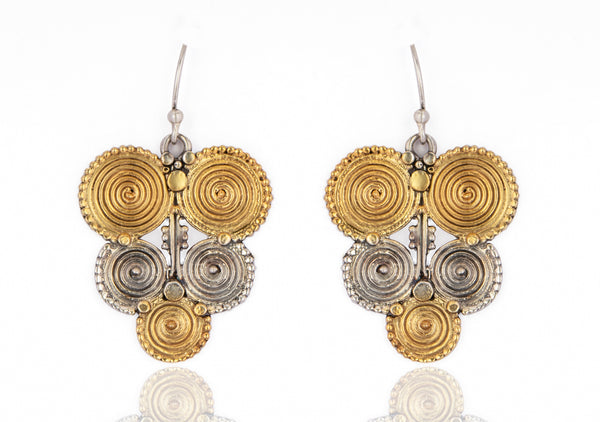 925 Sterling Silver Two Tone Rawa Danglers with Rawa Work