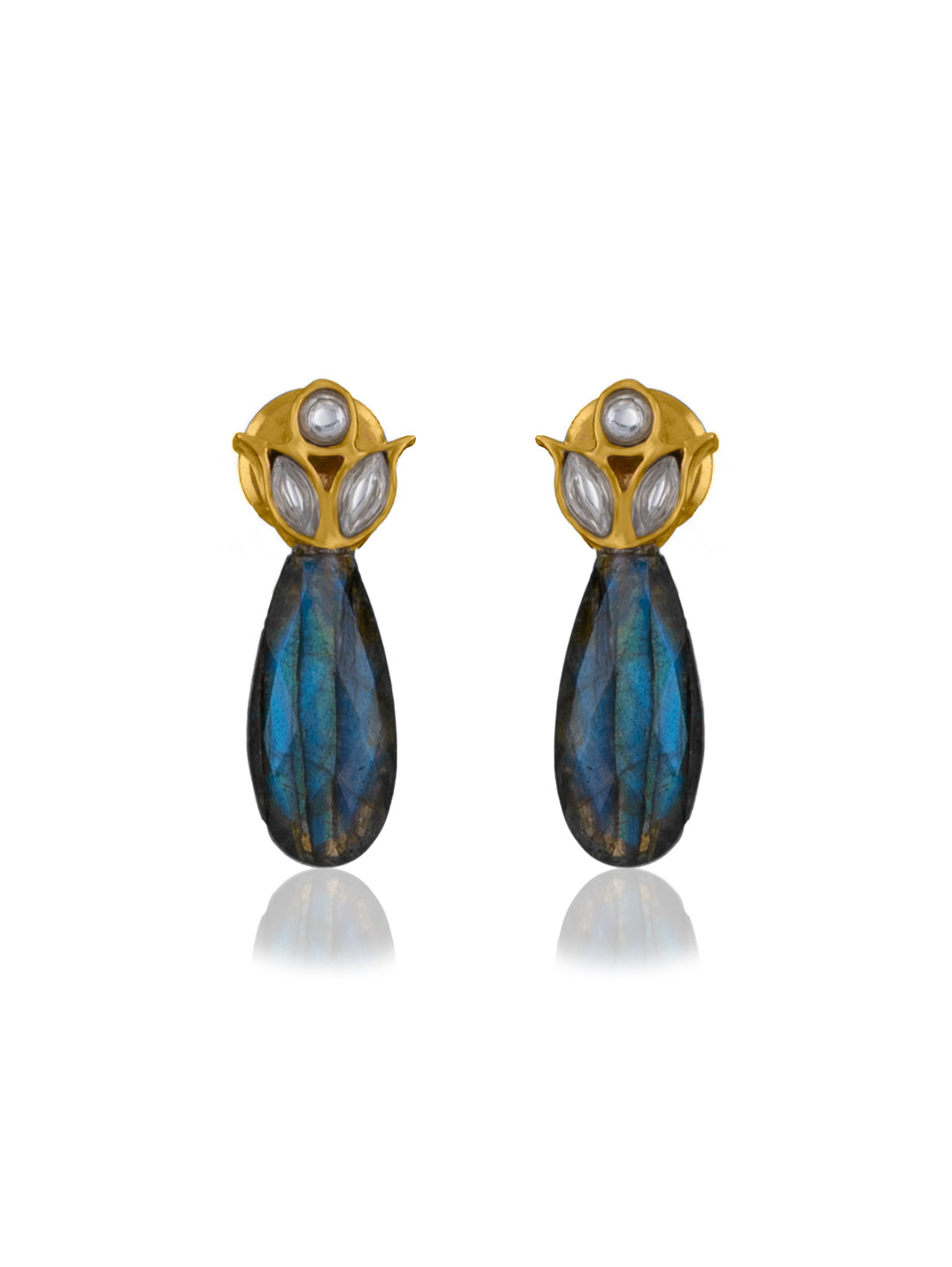 Floral Studs with Smoky Quartz view 1