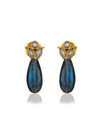Floral Studs with Smoky Quartz view 1