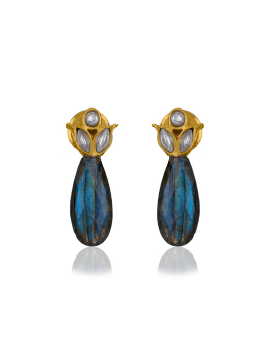 Floral Studs with Smoky Quartz