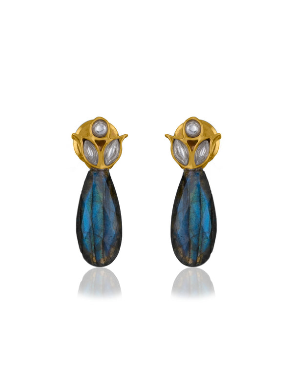 Floral Studs with Smoky Quartz