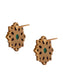 925 Sterling Silver 22K Gold Plated Turquoise, Ruby Studs Earring With White Kundan