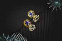 Neeta Boochra Signature Silver Lotus Blue Jhumki Earrings view 3